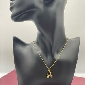 Gold Balloon Dog Pendant Necklace